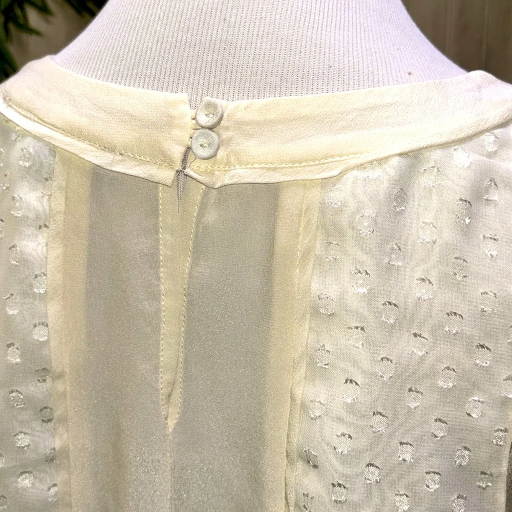 Daniel Rainn Silk Lined Peplum Blouse, Medium, NWOT, Cream Ecru Sheer Elegant - Picture 7 of 14